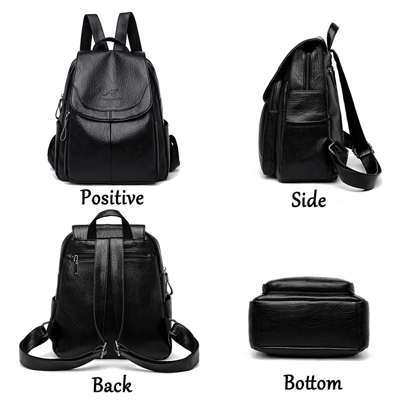 Leather Work Backpack - Kadınlar için Vintage Yumuşak Deri Sırt