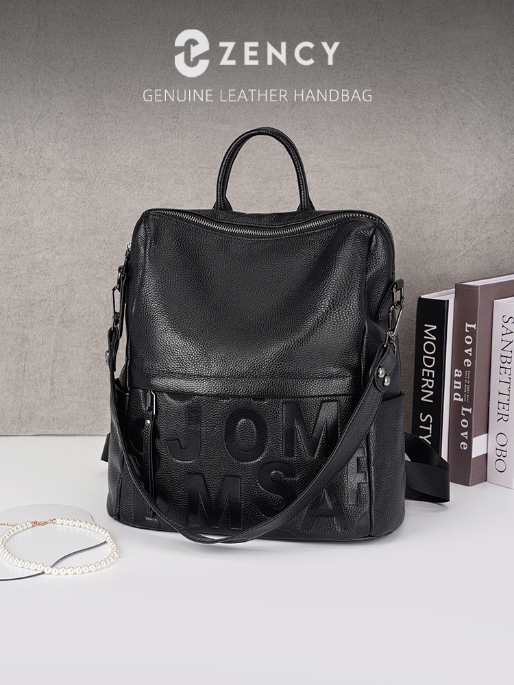 Leather Work Backpack - Zency Premium Hakiki Deri Çok Cepli