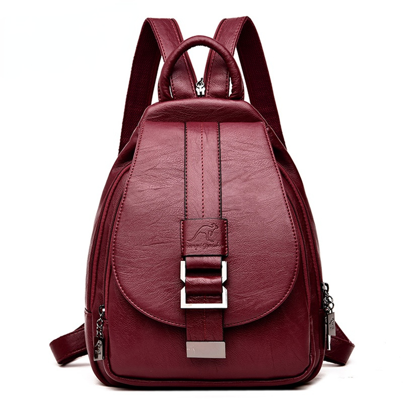 Leather Work Backpack - Tasarımcı sırt çantaları kadın deri sırt