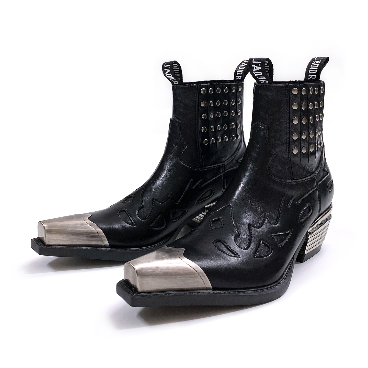 Leatherwork Rivets - Retro Punk Metal Başlıklı Chelsea Erkek