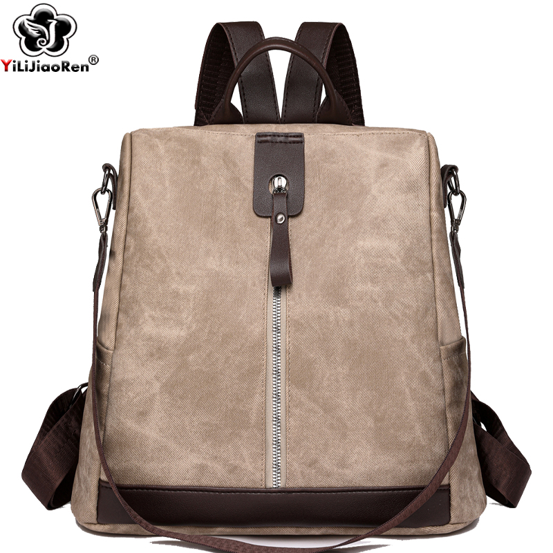 Leather Work Backpack - Moda Anti-hırsızlık Sırt Çantası Kadın Yüksek