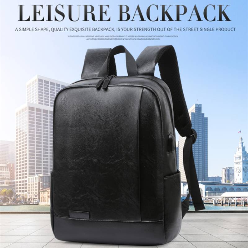 Leather Work Backpack - Erkekler Moda Sırt Çantası PU Deri