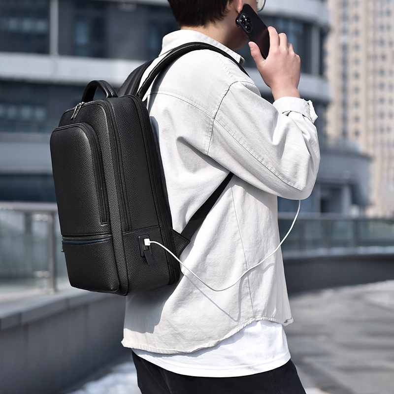 PU deri erkek sırt çantası USB - Leather Work Backpack incelemesi ve fiyatı