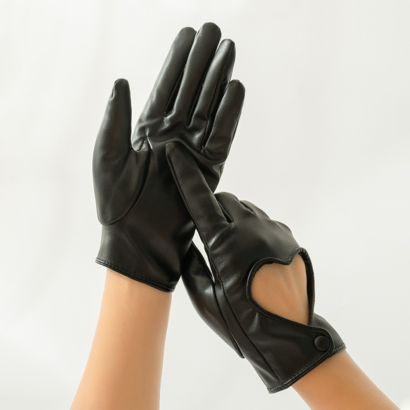 Kadın Hollow şeftali kalp PU d - Leather Work Winter Gloves incelemesi ve fiyatı